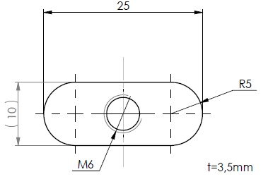 M6 Oval T Nut for structural extrusions Dimensions